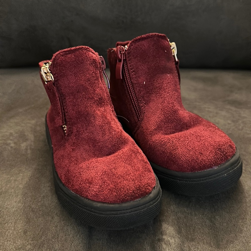 Burgundy suede boots